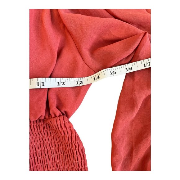 Hyfve off the shoulder balloon sleeve woven mini dress, size small, coral - Picture 6 of 10